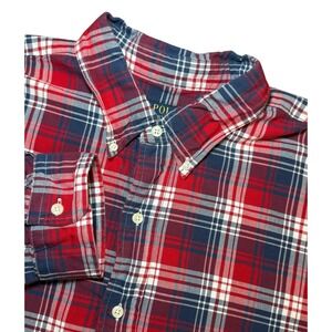 Polo Ralph Lauren Mens 2XLT Red Blue Plaid Button Down Shirt Long Sleeve Pony